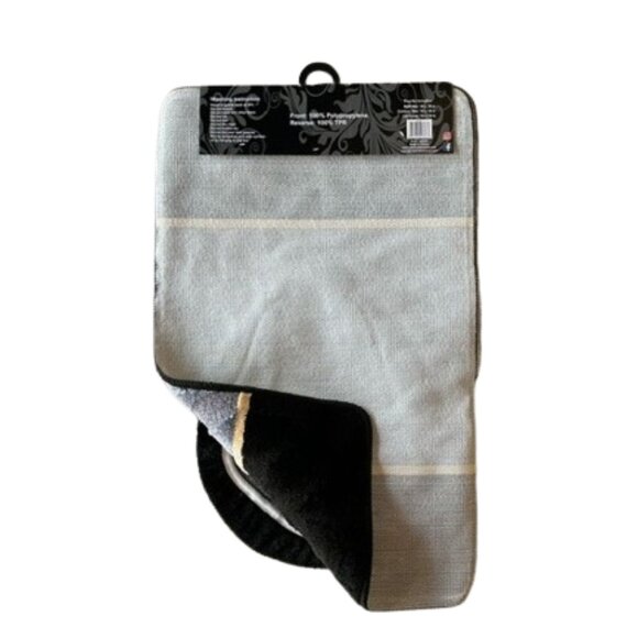 Madison 3 Piece Bathroom Rug Set, Bathroom Rug, Contour Rug & Lid Cover Black - Picture 3 of 4